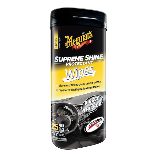 Meguiars Use On Vinyl/ Rubber/ Plastic, Supreme Shine, Unscented, 25 Wipes G4000 - main
